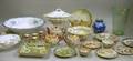 Twentytwo Pieces of Assorted Decorated Ceramic Tableware and an Etched Glass