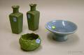 Glazed Art Pottery Compote Bowl and a Pair of Vases