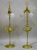 Pair of Brass Lucerne Oil Table Lamps