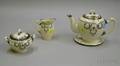Fourpiece Lenox Belleek Silver Overlay Porcelain Tea Set