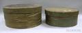 Two Large Round Painted Wooden Pantry Boxes with Covers
