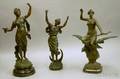 Three Art Nouveau Patinated Cast Metal Figures