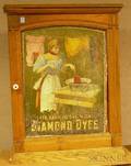 Diamond Dyes Chromolithographed Tin and Oak Retail Advertising Display Cabinet