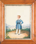Watercolor portrait of a young boy dated 1835