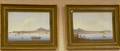 Pair of Framed Gouache of Paperboard Views of Naples