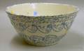 Large Blue Spongeware Pottery Mixing Bowl