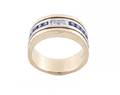 Mens 14k Two Tone Sapphire  Diamond Ring