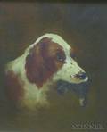 Framed Oil on Canvas Portrait of a Bird Dog