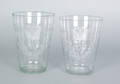 Pair of large Stiegel type etched colorless glass flips ca 1800