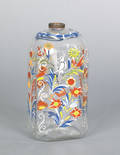Stiegel type glass enamel decorated bottle ca 1800