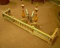 Pair of Brass Finialtop Andirons and a Neoclassical Cast Brass Fireplace Fender