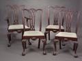 Set of Six Philadelphia Chippendalestyle Carved Mahogany Dining Chairs