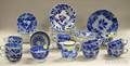 Fiftypiece Flow Blue Tea Leaf Pattern Partial Tableware Set