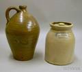 Stoneware CHARLESTOWN Stamped Jug and a Covered Jar