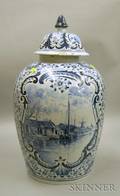 Delft Handpainted Ceramic Vase with Cover