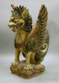 Cambodian Carved and Painted Wood Dragon