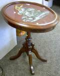 Victorian Walnut Occasional Table with Beaded Cloth Inset Top
