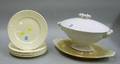 Set of Six Wedgwood Queens Ware Plates and Covered Porcelain Soup Tureen with Undertray