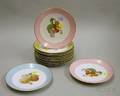 Twelve Occupied Germany Handpainted Dishes