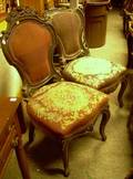 Pair of Victorian Rococo Revival Needlepoint Upholstered Rosewood Veneer Parlor Side Chairs