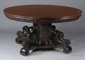 Late Victorian Circular Carved Mahogany Dolphin Pedestal Platformbase Extension Dining Table