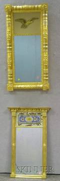 Federal Giltwood Tabernacle Mirror and a Giltwood Splitbaluster Reversepainted Glass Tablet