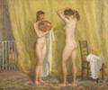 Geoffrey H Rhoades British 18981980 Reflection Two Standing Nudes