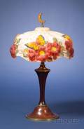 Pairpoint Butterfly Puffy Glass and Wooden Table Lamp