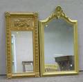 Gold Painted Empire Giltwood Tabernacle Mirror and Victorian Mirror