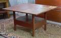 Red Painted Rectangular Breadboardtop Wooden Chair Table