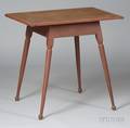 Red Painted Wooden Breadboardtop Table with Splayed Legs
