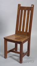 Arts  Crafts Oak Tallback Side Chair