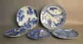 Five Imari blue and white chargers