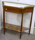 Louis XVI Style Brassmounted Marbletop Mahogany Veneer Console Table with Drawer