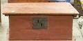 Small Red Stained Notchcarved Oak Lifttop Box