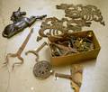 Group of Assorted Iron and Metal Elements and Domestic Items