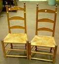 Pair of Wooden Ladderback Side Chairs with Woven Seats