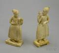 Two Indian Carved Ivory Figures Depicting Western Women