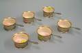 Set of Six White Limoges Ramekin Desserts Set with Whiting Sterling Silver Holders