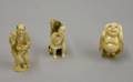 Two Ivory Netsuke and a Small Ivory Male Figure