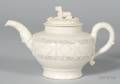 Staffordshire White Saltglazed Stoneware Teapot and Cover