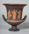 Wedgwood Encaustic Decorated Black Basalt Calyx Krater Vase