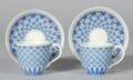 Pair of Wedgwood Three Color Jasper Dip Diceware Coffee Cups and Saucers
