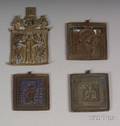 Four Small Russian Metal Icons