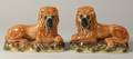 Pair of Staffordshire Earthenware Lion Figures