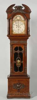 American Renaissance Revival Carved Oak Longcase Clock