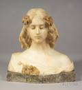 Italian Carved Alabaster Bust of a Maiden Fleur de Pensee