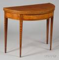 George III Style Yewwood Inlaid Mahogany Demilune Card Table