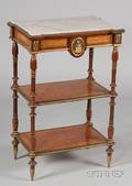 Louis XVI Style Ormolumounted Burl Walnut and Parquetry Inlaid Etagere