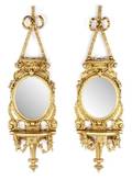 Pair of Louis XVI Giltwood Mirrored Sconces